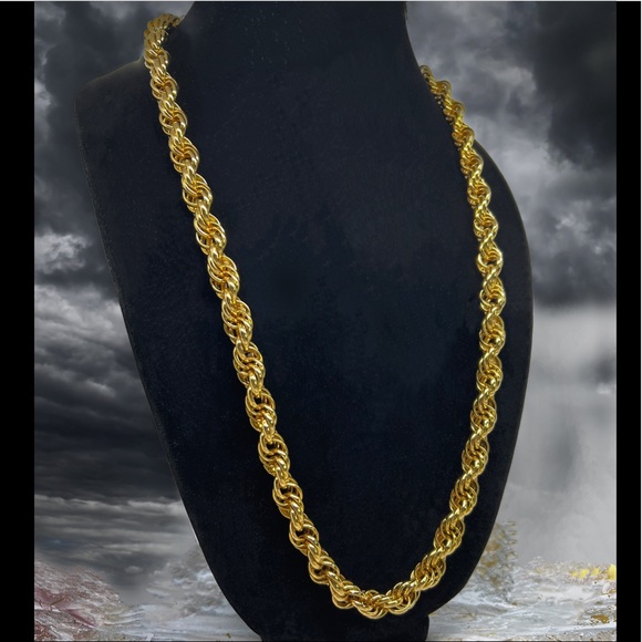 Chainmaille Gold-Tone Solid Rope Chain Necklace - Picture 3 of 6